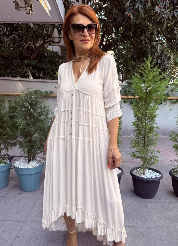 Swan İtalyan Elbise Bej