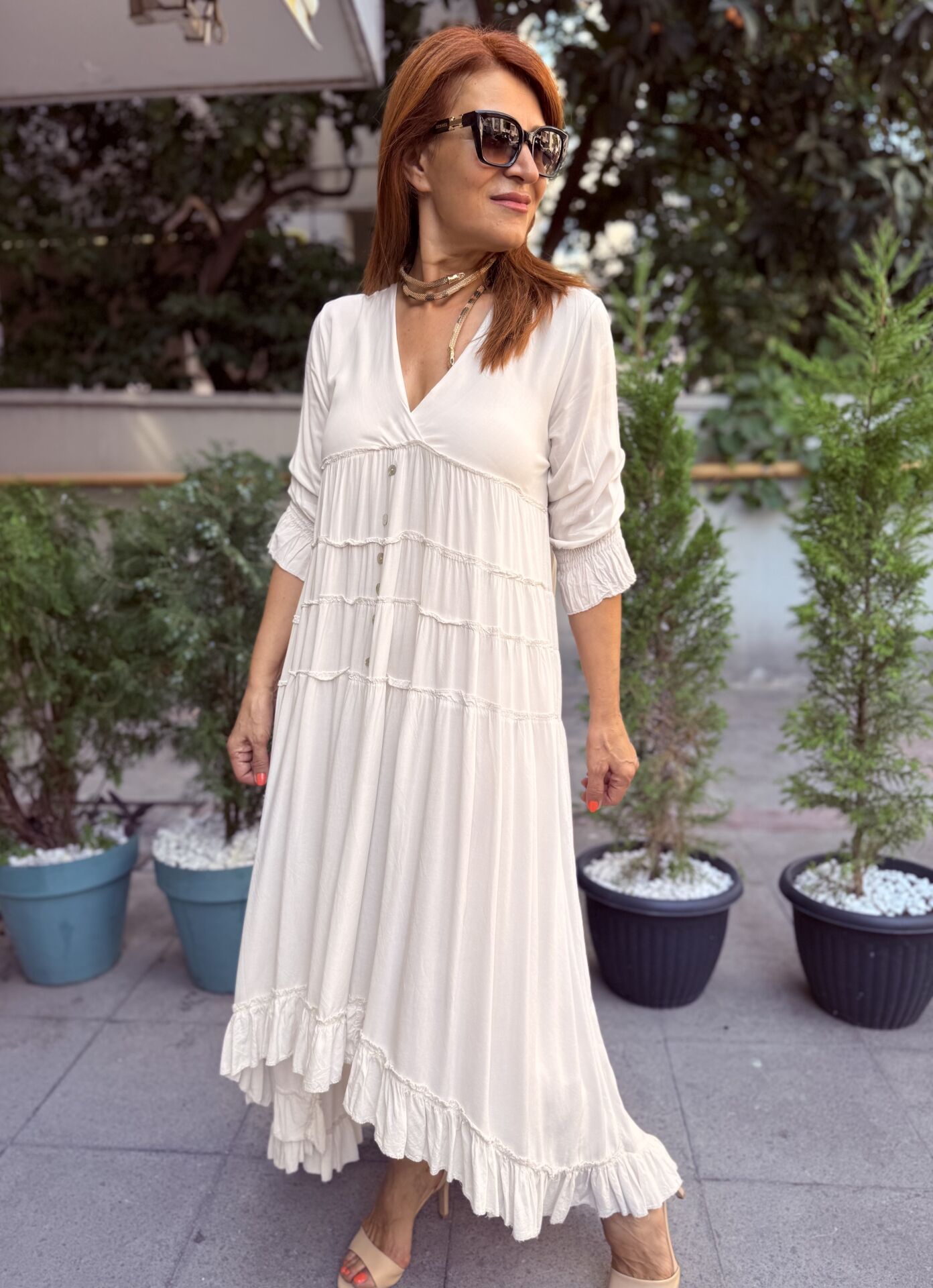 Swan İtalyan Elbise Bej