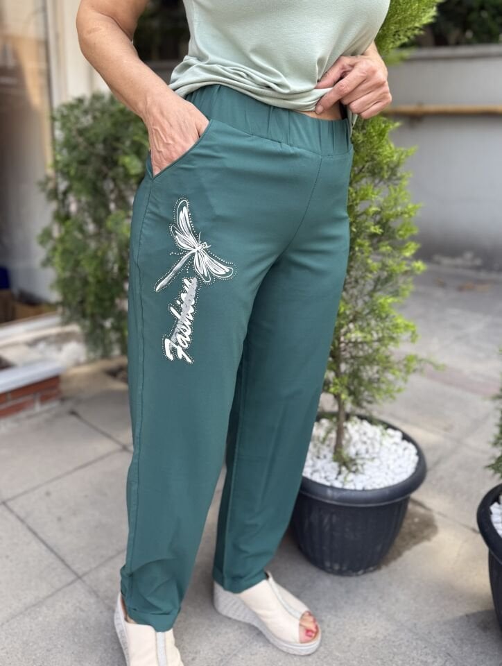 Kelebek Mikrofiber Pantolon Yeşil