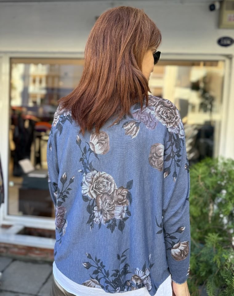 Flower İtalyan Bluz Mavi
