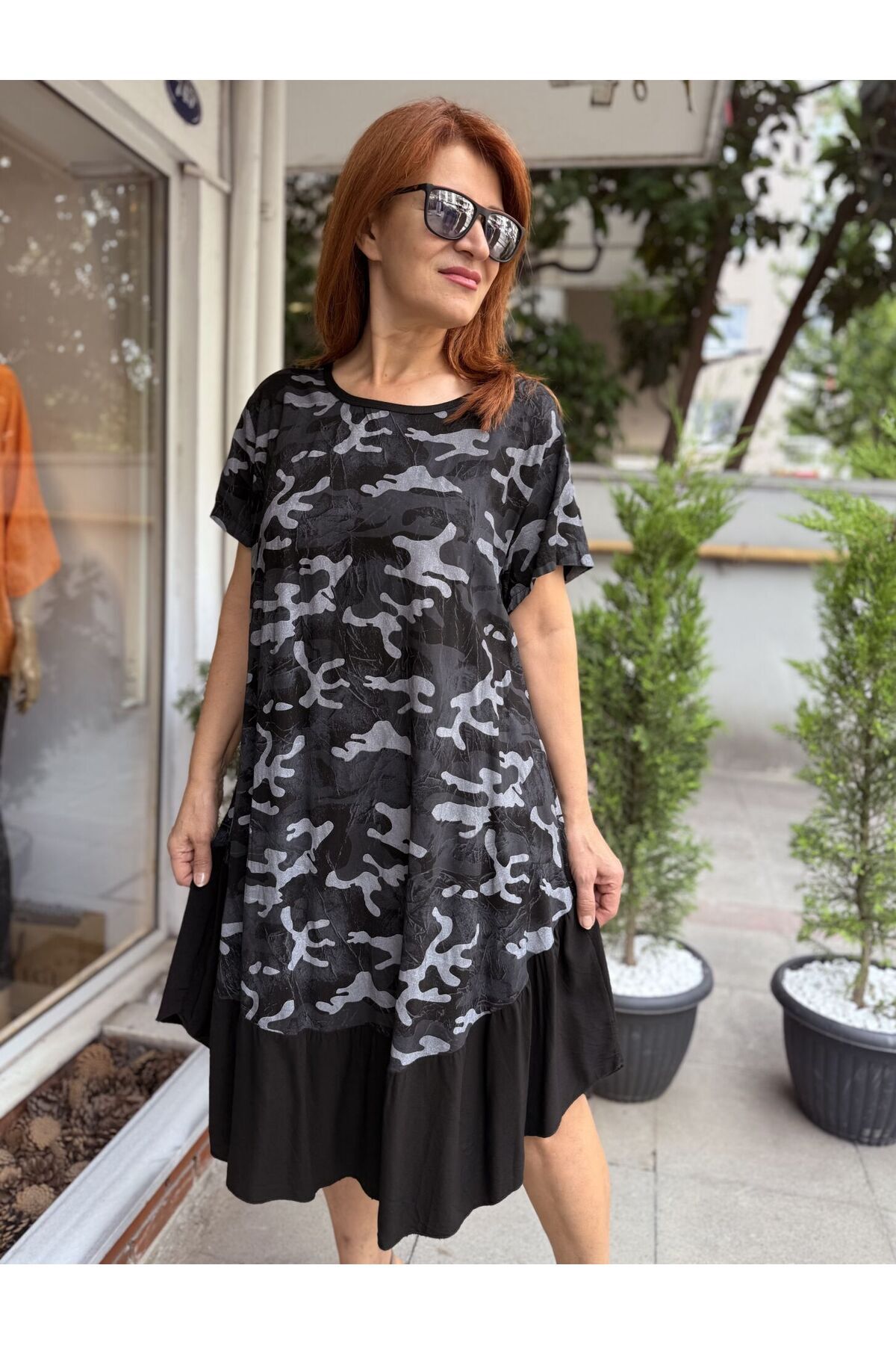 İtalyan Kamuflaj Elbise Siyah