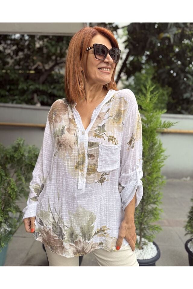 Wendy İtalyan Gömlek Dokulu Beyaz