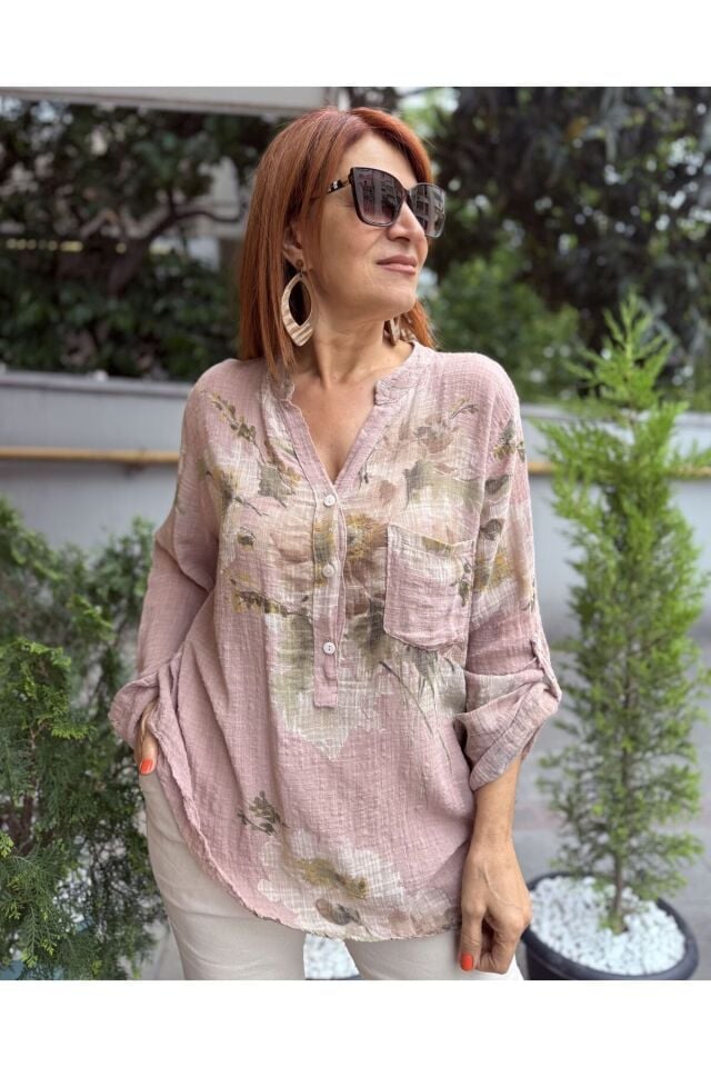 Wendy İtalyan Gömlek Dokulu Pembe