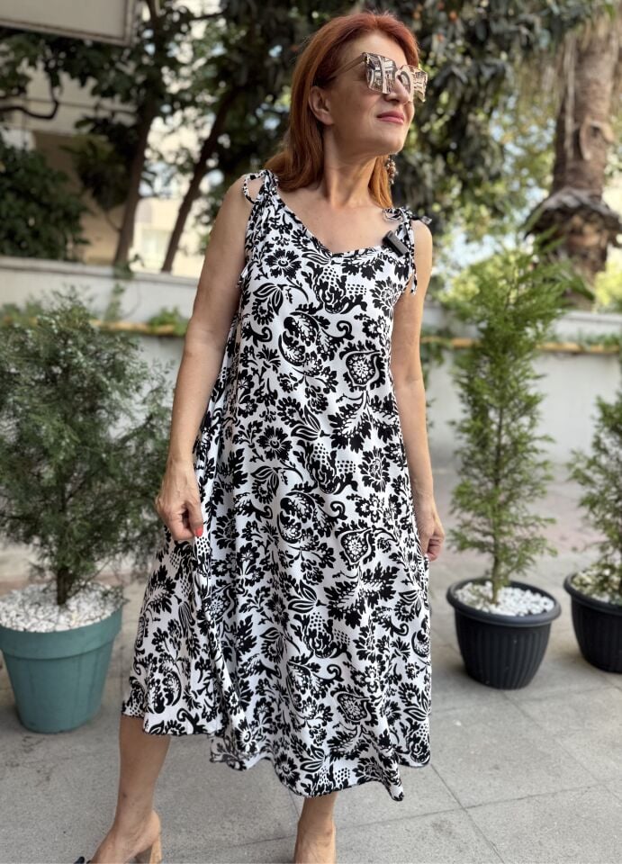 Naturel İp Askılı Elbise Gül 2. üründe Sepette %50 indirim