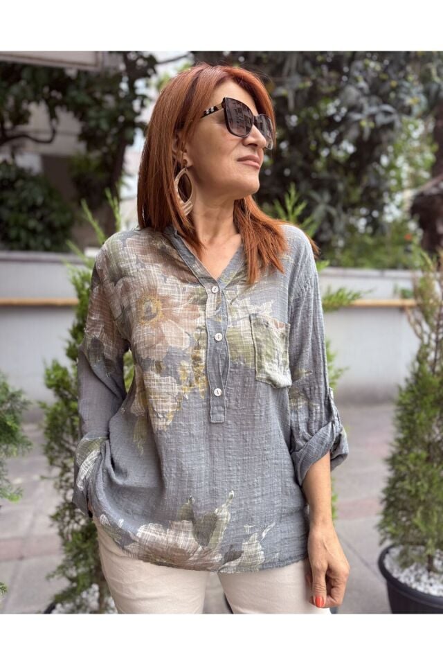 Wendy İtalyan Gömlek Dokulu Gri