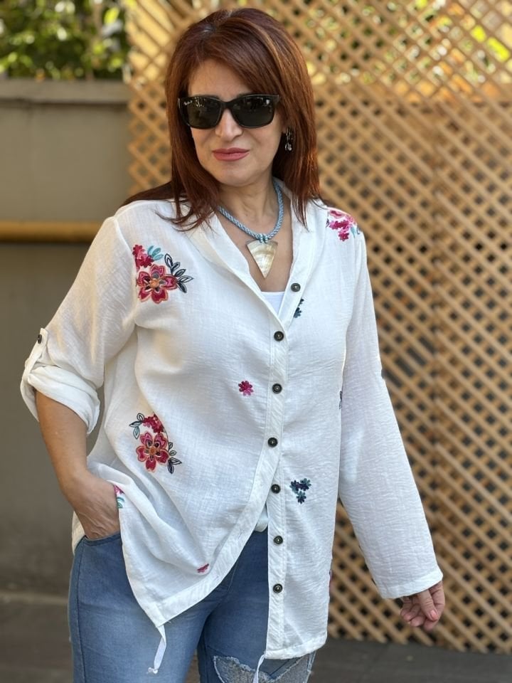 Rosie Kapüşonlu Gömlek Beyaz