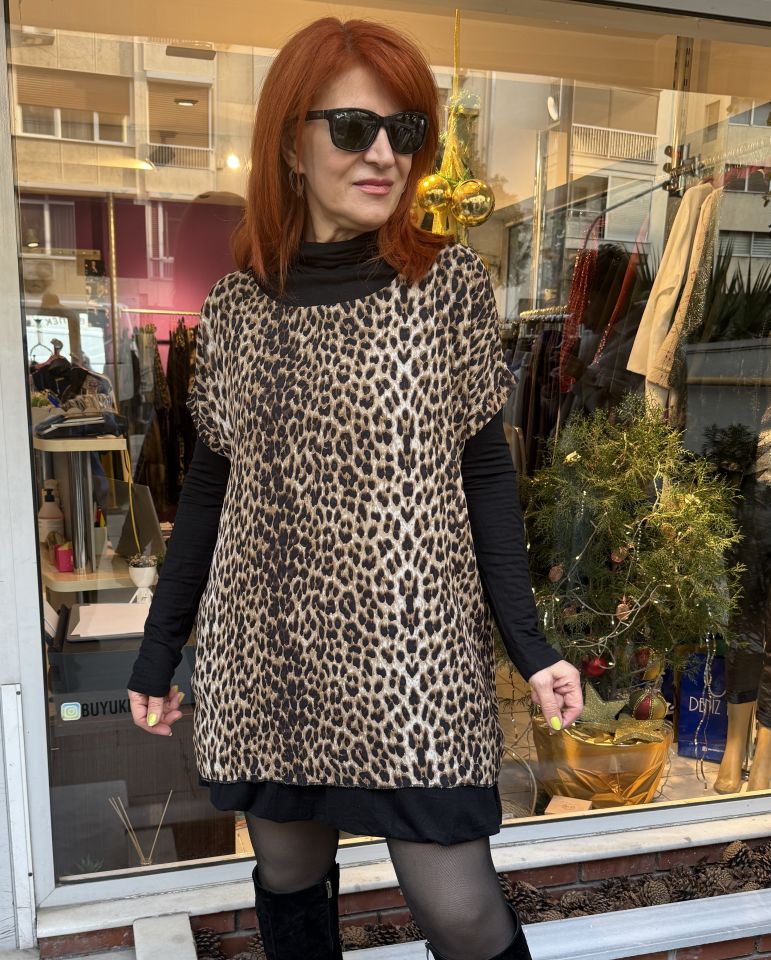 Nelly Leopar Şifon Bluz