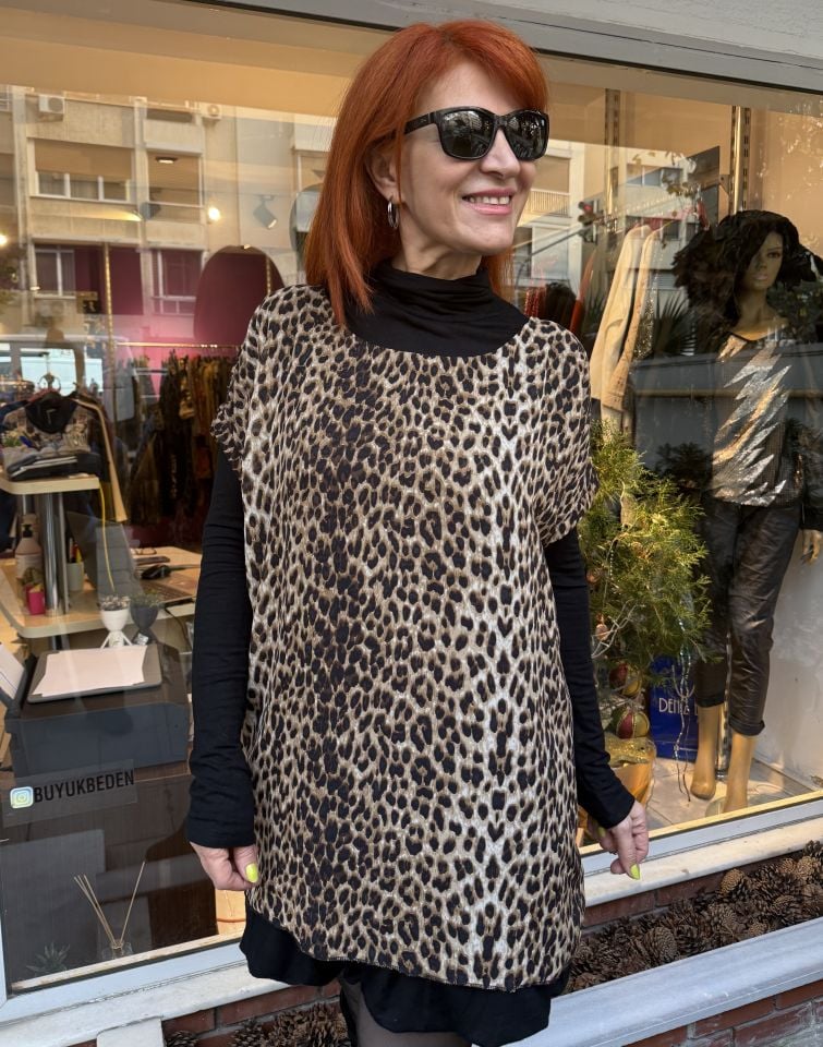 Nelly Leopar Şifon Bluz