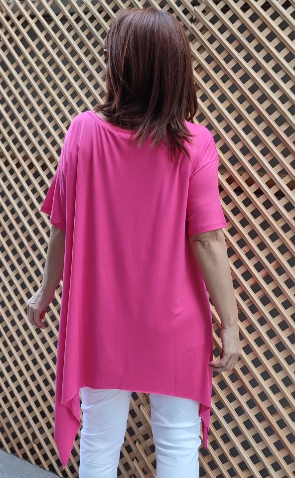 Bağlamalı Viskon Tişört Pembe