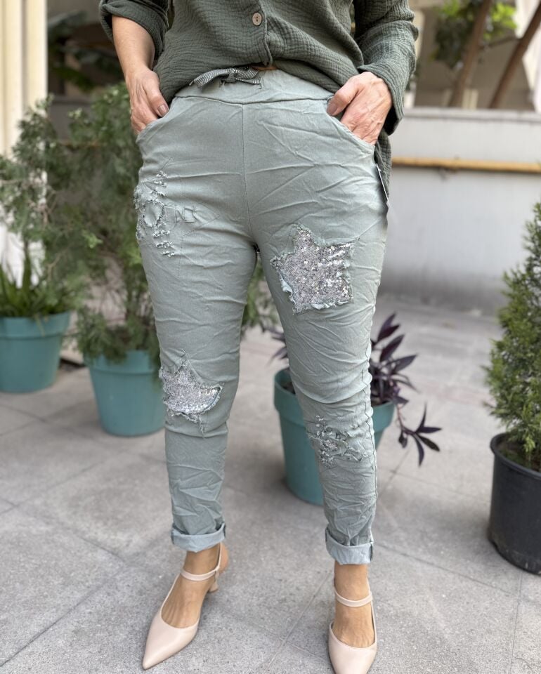 İtalyan Yıldızlı Pantolon Haki