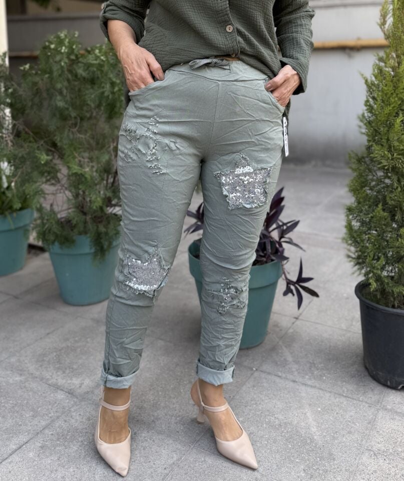 İtalyan Yıldızlı Pantolon Haki