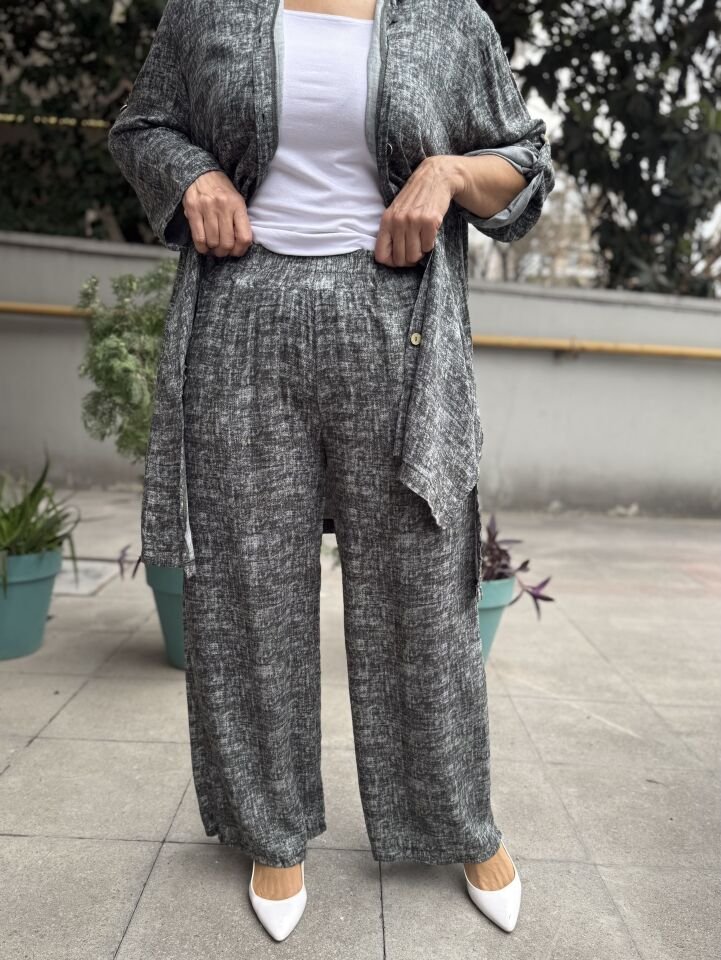 Viskon Takım Pantolon Gri