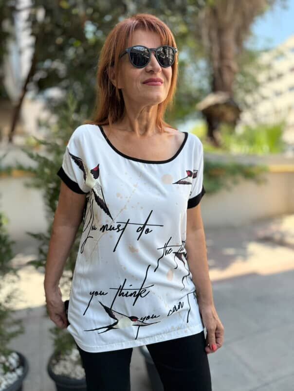Kırlangıç Desenli Bluz