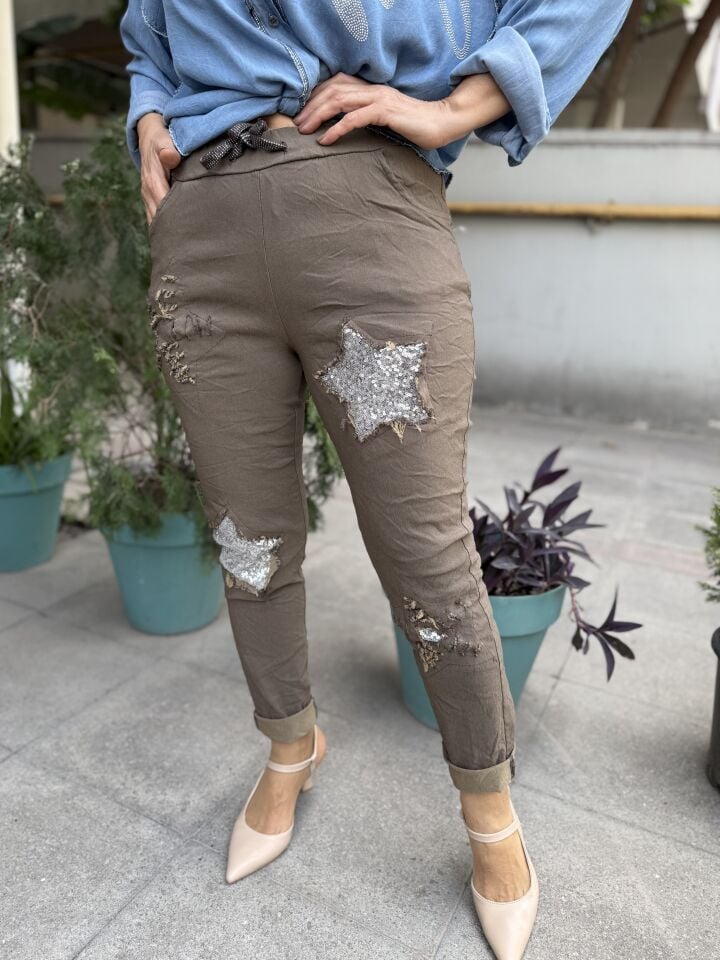 İtalyan Yıldızlı Pantolon Kahve