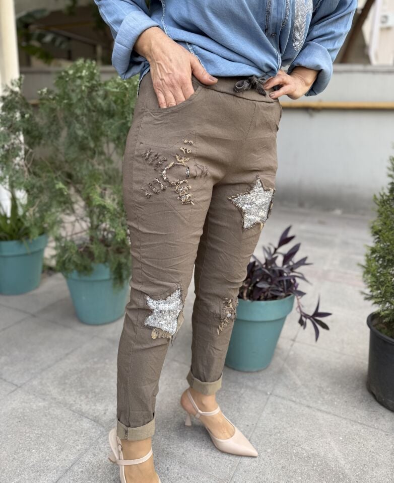 İtalyan Yıldızlı Pantolon Kahve