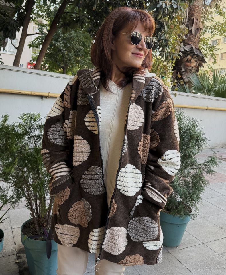 Puffy İtalyan Kaban Kahve/Bej