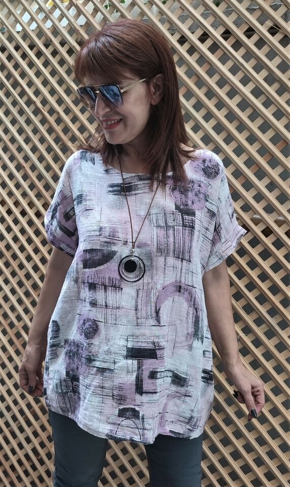İtalyan Abstract Bluz Lila