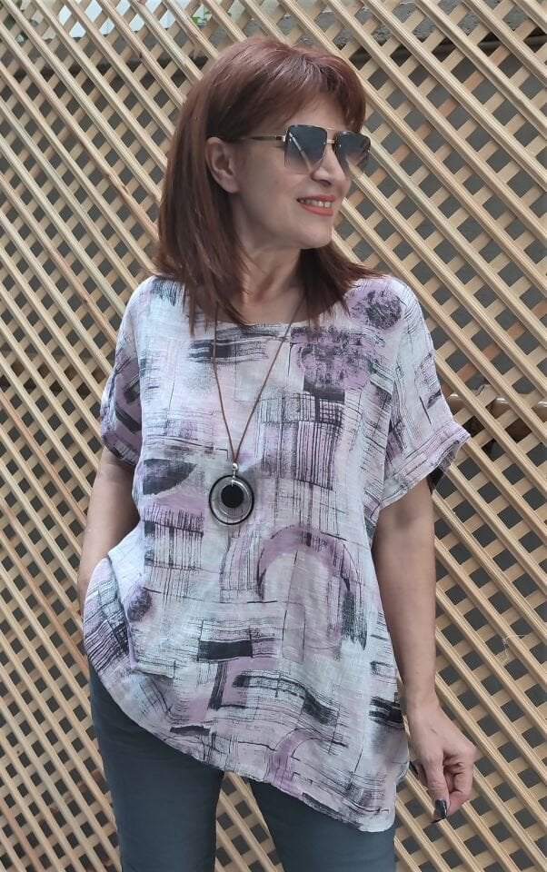 İtalyan Abstract Bluz Lila