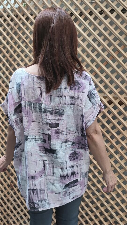 İtalyan Abstract Bluz Lila