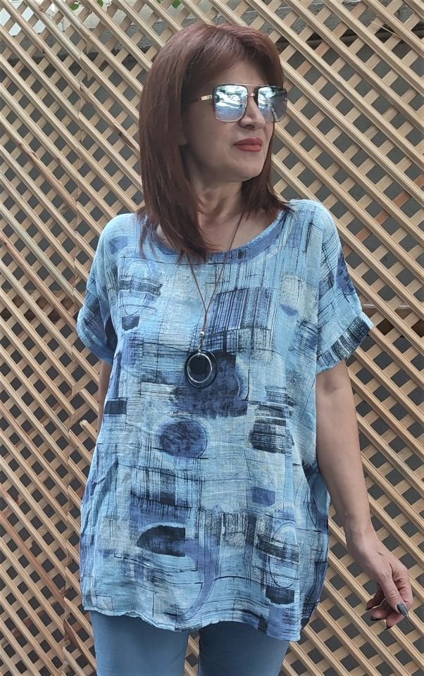 İtalyan Abstract Bluz Mavi