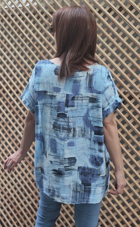 İtalyan Abstract Bluz Mavi