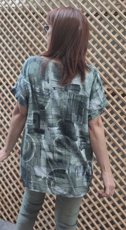 İtalyan Abstract Bluz Haki