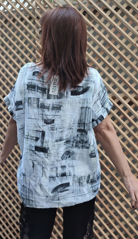 İtalyan Abstract Bluz Beyaz