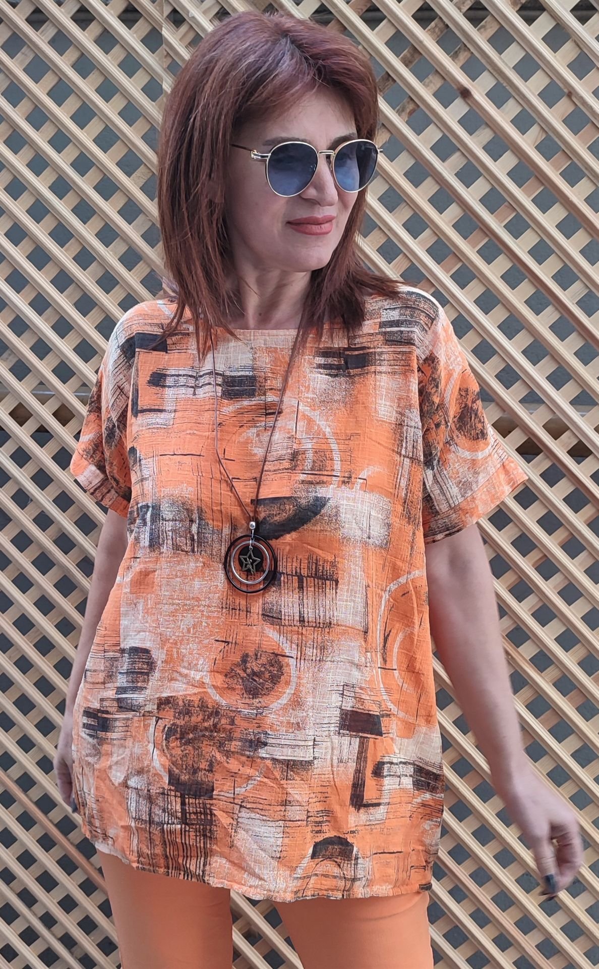 İtalyan Abstract Bluz Turuncu