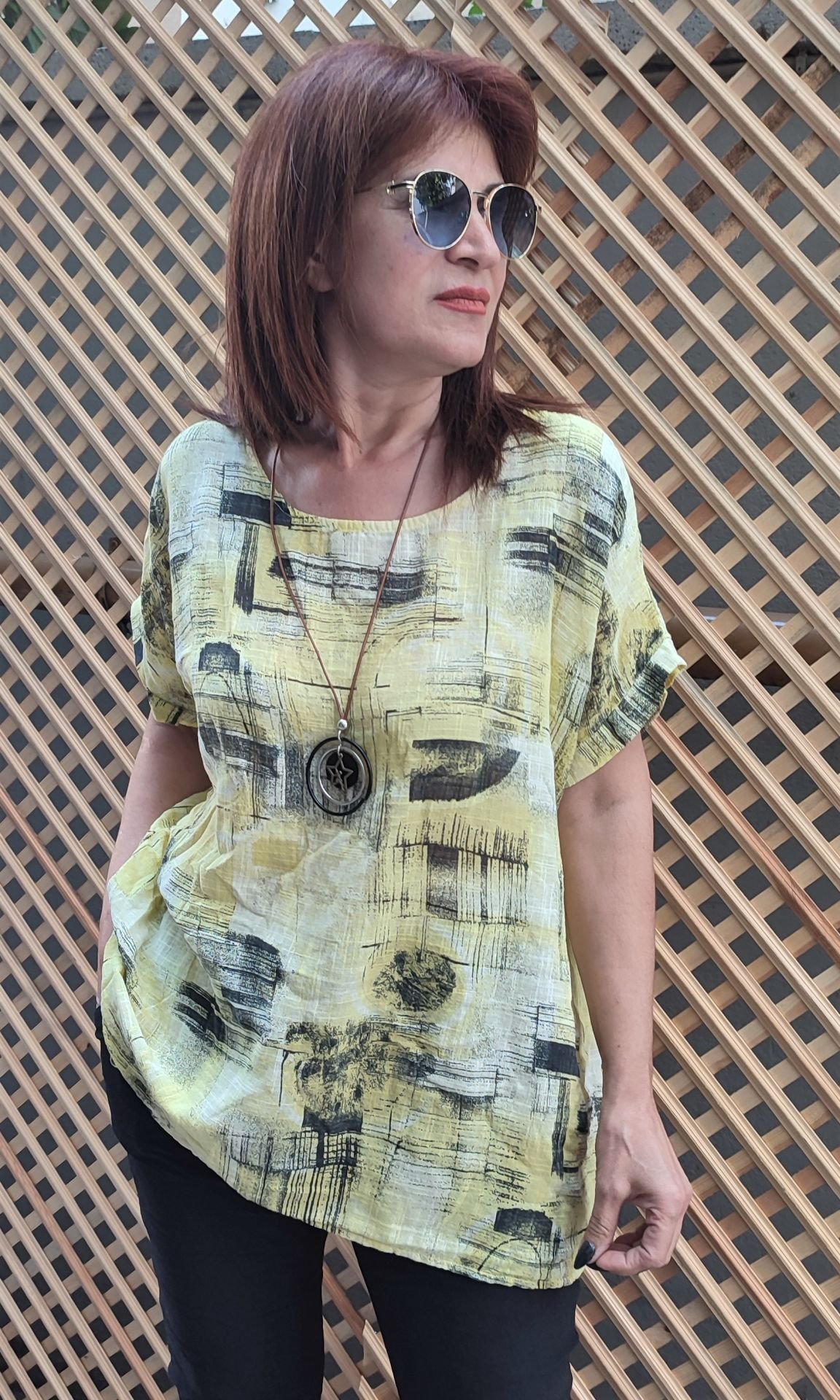 İtalyan Abstract Bluz Sarı