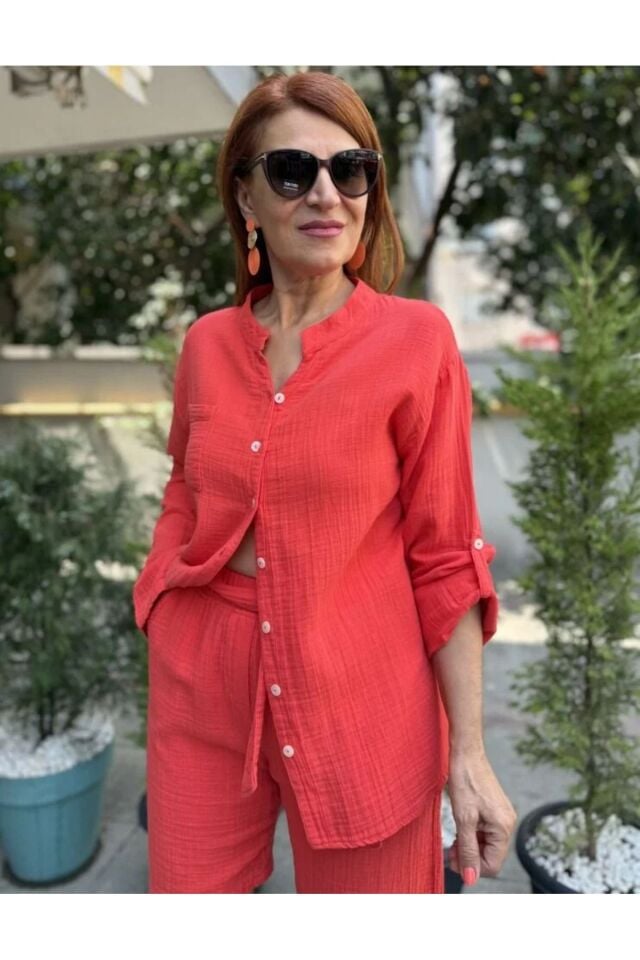 Müslin Hakim Yaka Gömlek Narçiçeği