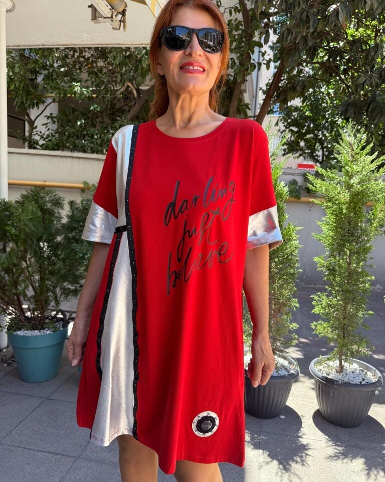Taş Detay Tunik Darling Kırmızı