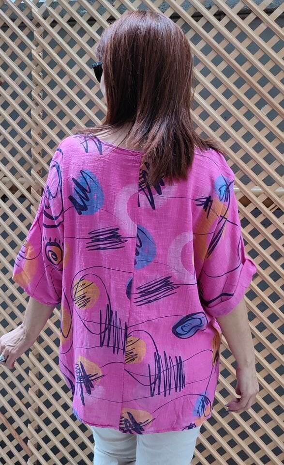 İtalyan Renkli Bluz Pembe