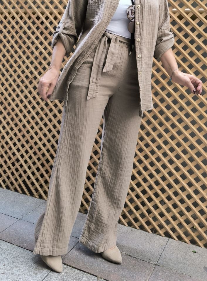 Müslin Pantolon Vizon