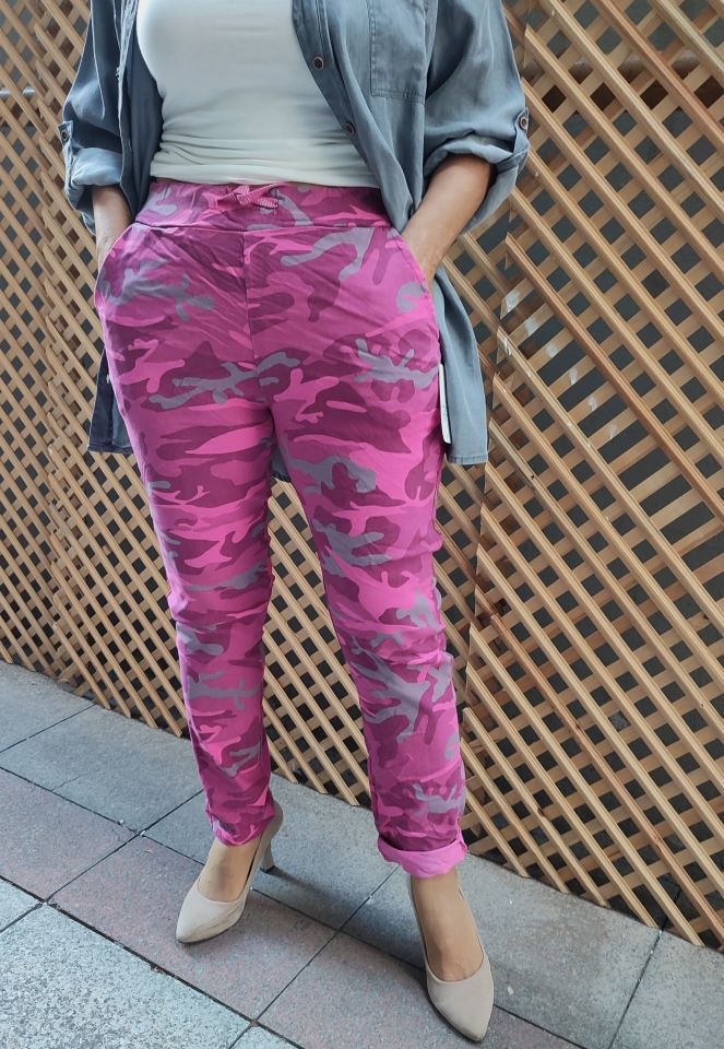 İtalyan Kamuflaj Pantolon Pembe