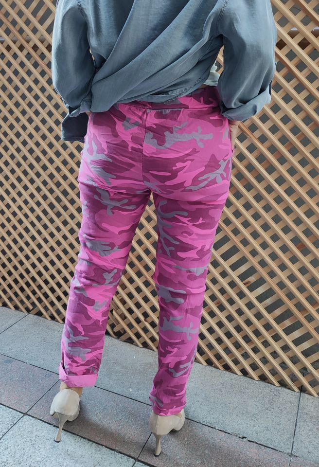 İtalyan Kamuflaj Pantolon Pembe