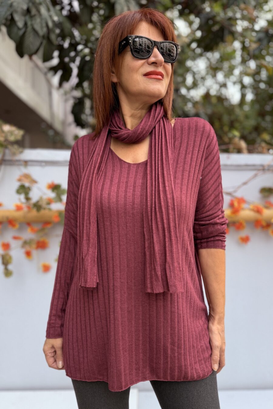 Fularlı Fitilli Triko Gülkurusu