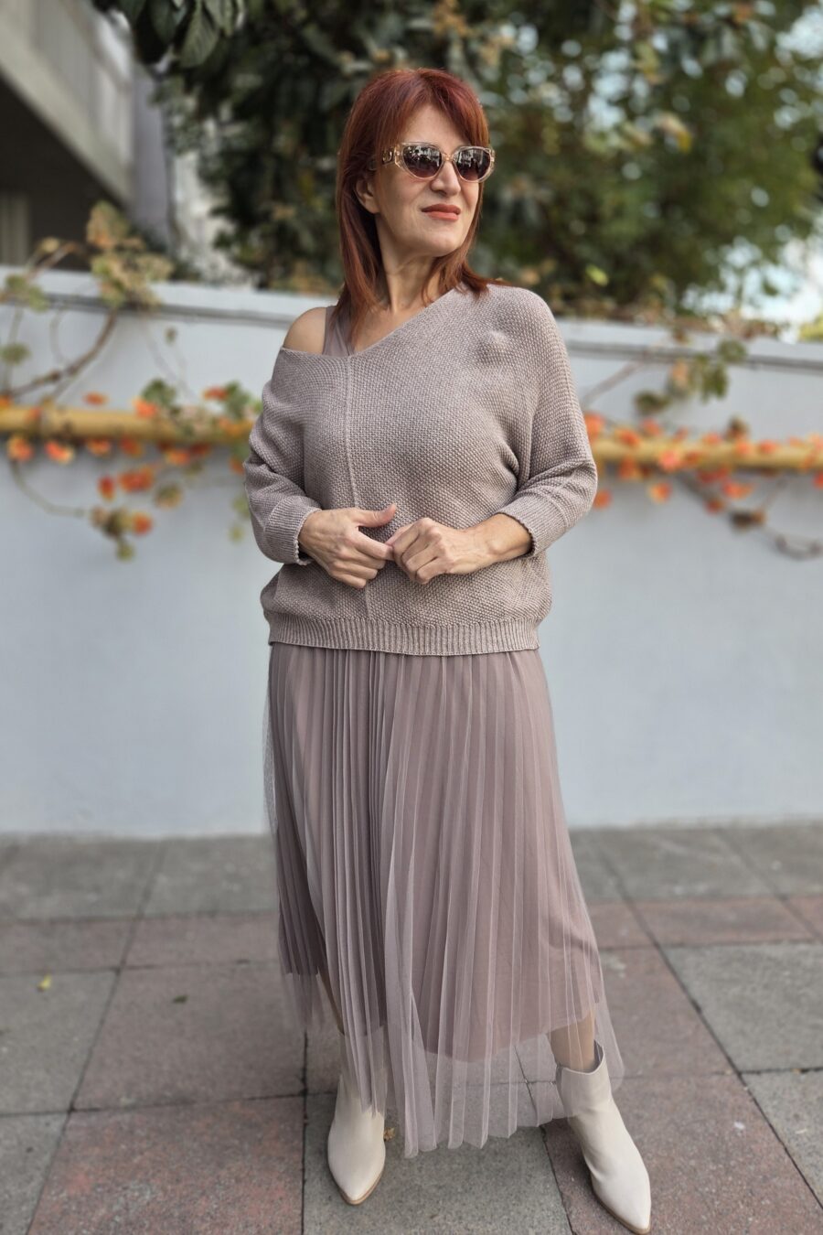 İtalyan Takım Triko Elbise Taş